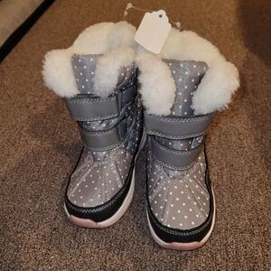 Gray Polka Dot Kids Winter Boots